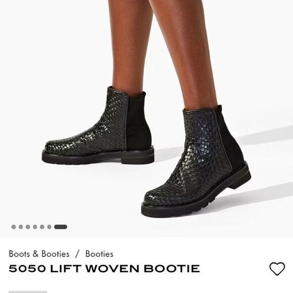 Stuart Weitzman 5050 Lift Woven Leather Bootie - Picture 1 of 8